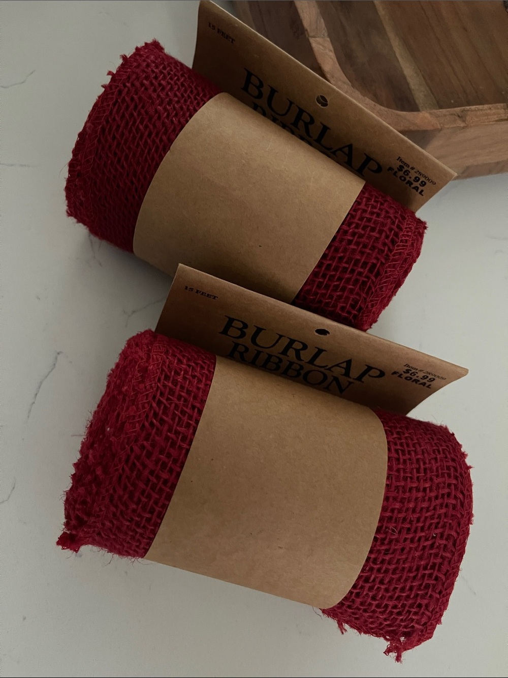 2 Burgundy burlap